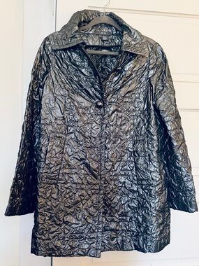 Per Se Crinkle Metallic Lightweight Coat